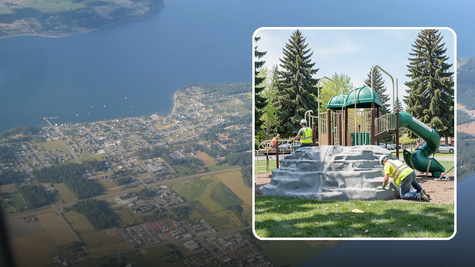 Playground Equipment Installation in Coupeville, Island County, WA - Installation of playground structures to CPSC and ASTM safety standards with certified inspection at turnover.