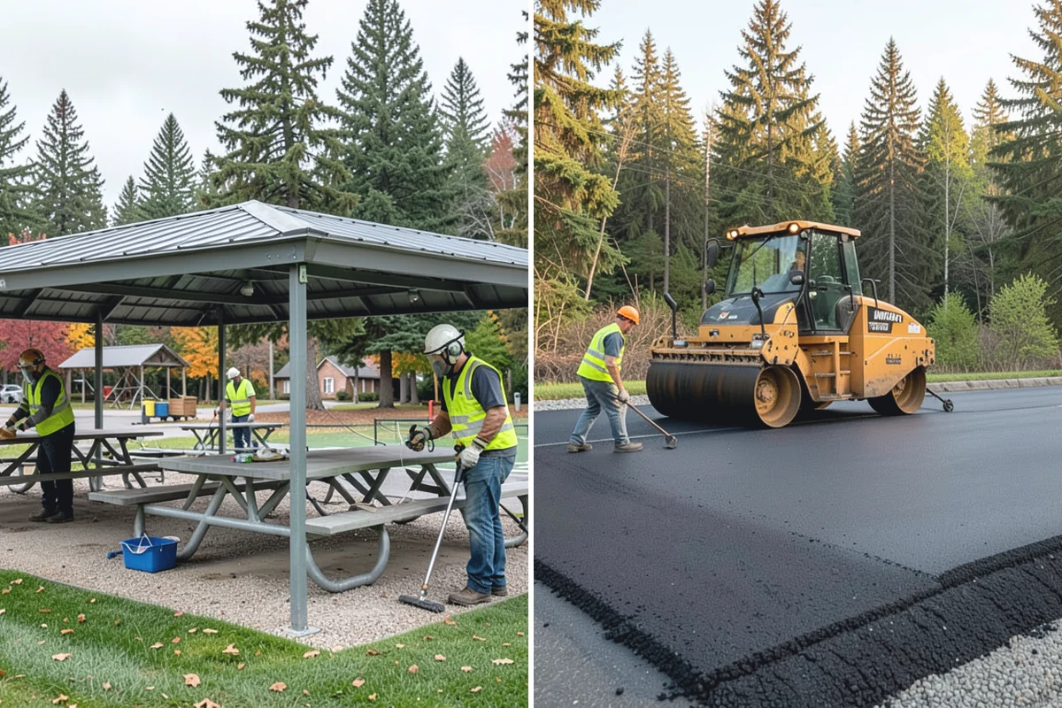 Playground Equipment Installation in Des Moines, King County, WA - Review manufacturer plans and confirm layout, use zones, and footings