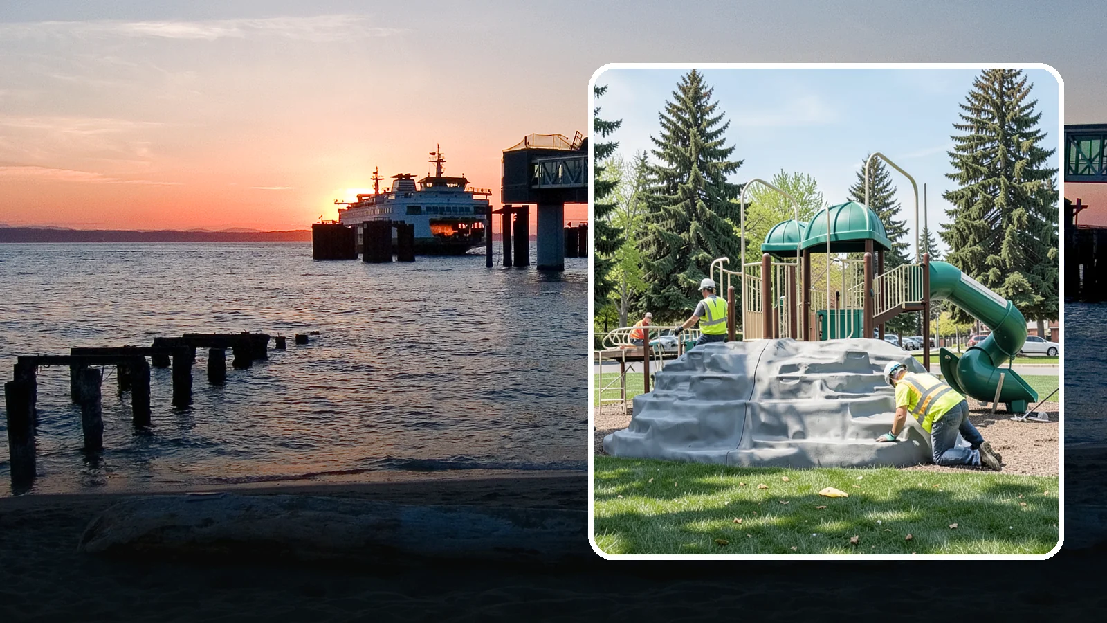 Playground Equipment Installation in Edmonds, Snohomish County, WA - Installation of playground structures to CPSC and ASTM safety standards with certified inspection at turnover.