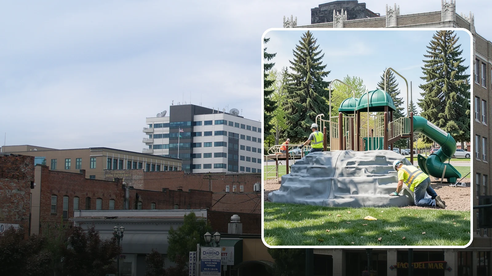 Playground Equipment Installation in Everett, Snohomish County, WA - Installation of playground structures to CPSC and ASTM safety standards with certified inspection at turnover.