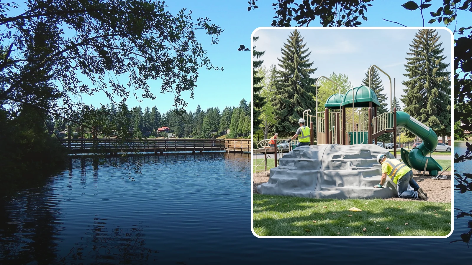 Playground Equipment Installation in Federal Way, King County, WA - Installation of playground structures to CPSC and ASTM safety standards with certified inspection at turnover.