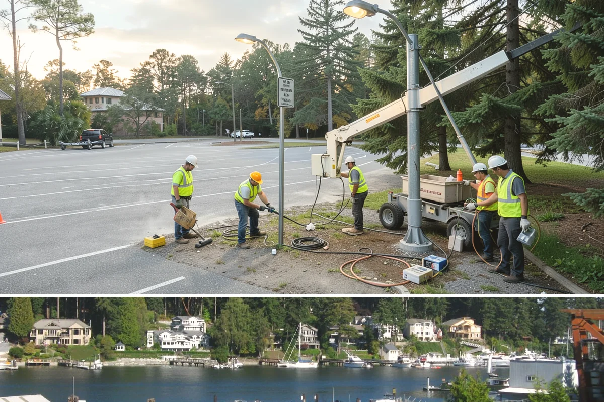 Playground Equipment Installation in Gig Harbor, Pierce County, WA - Equipment installation is best scheduled in the drier months when footing excavation and concrete work proceed reliably.