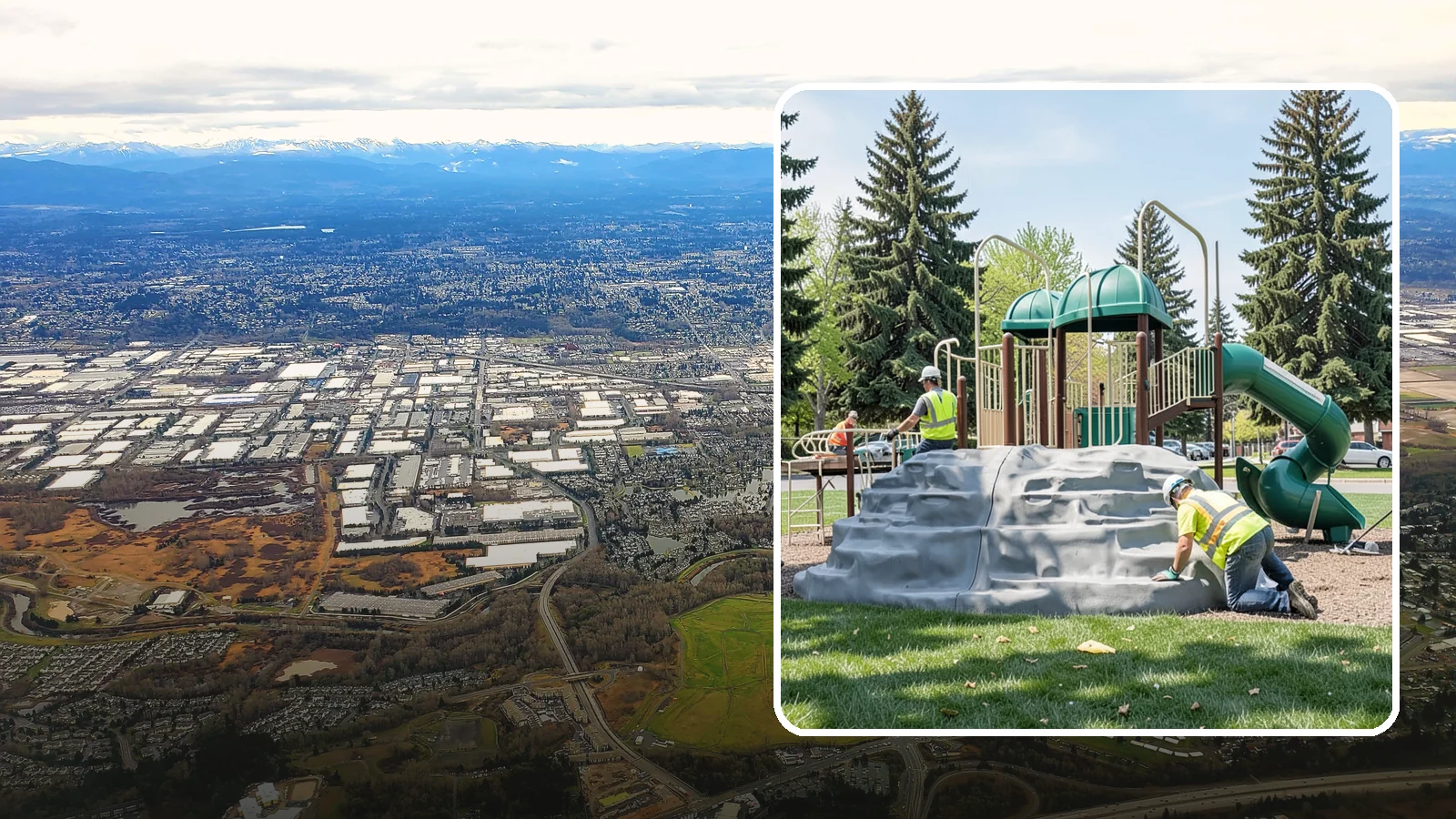 Playground Equipment Installation in Kent, King County, WA - Installation of playground structures to CPSC and ASTM safety standards with certified inspection at turnover.