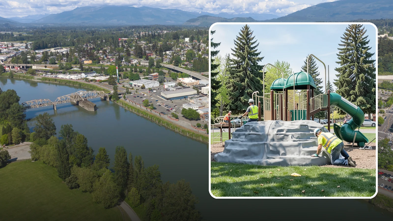 Playground Equipment Installation in Mount Vernon, Skagit County, WA - Installation of playground structures to CPSC and ASTM safety standards with certified inspection at turnover.