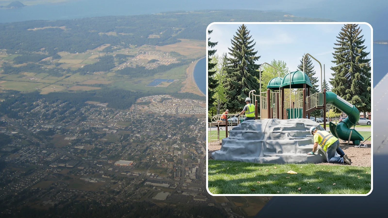 Playground Equipment Installation in Oak Harbor, Island County, WA - Installation of playground structures to CPSC and ASTM safety standards with certified inspection at turnover.