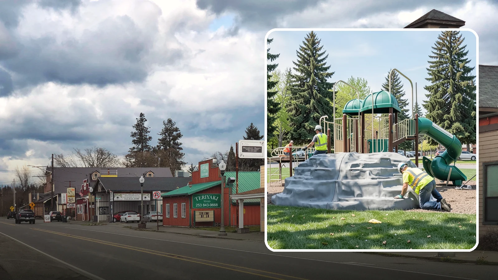 Playground Equipment Installation in Roy, Pierce County, WA - Installation of playground structures to CPSC and ASTM safety standards with certified inspection at turnover.