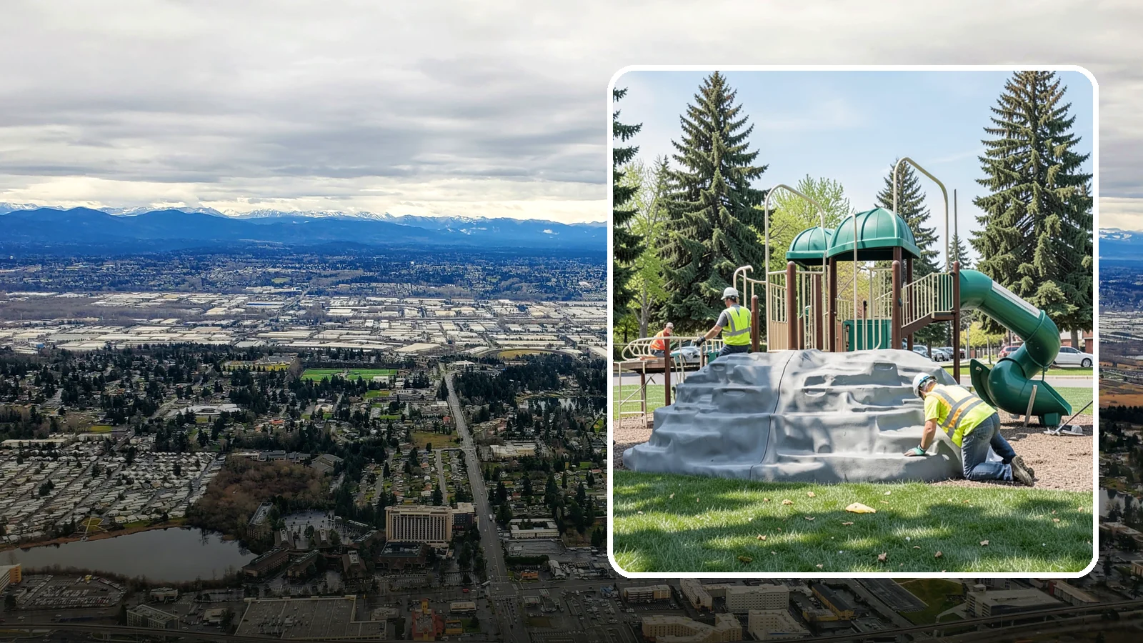 Playground Equipment Installation in SeaTac, King County, WA - Installation of playground structures to CPSC and ASTM safety standards with certified inspection at turnover.