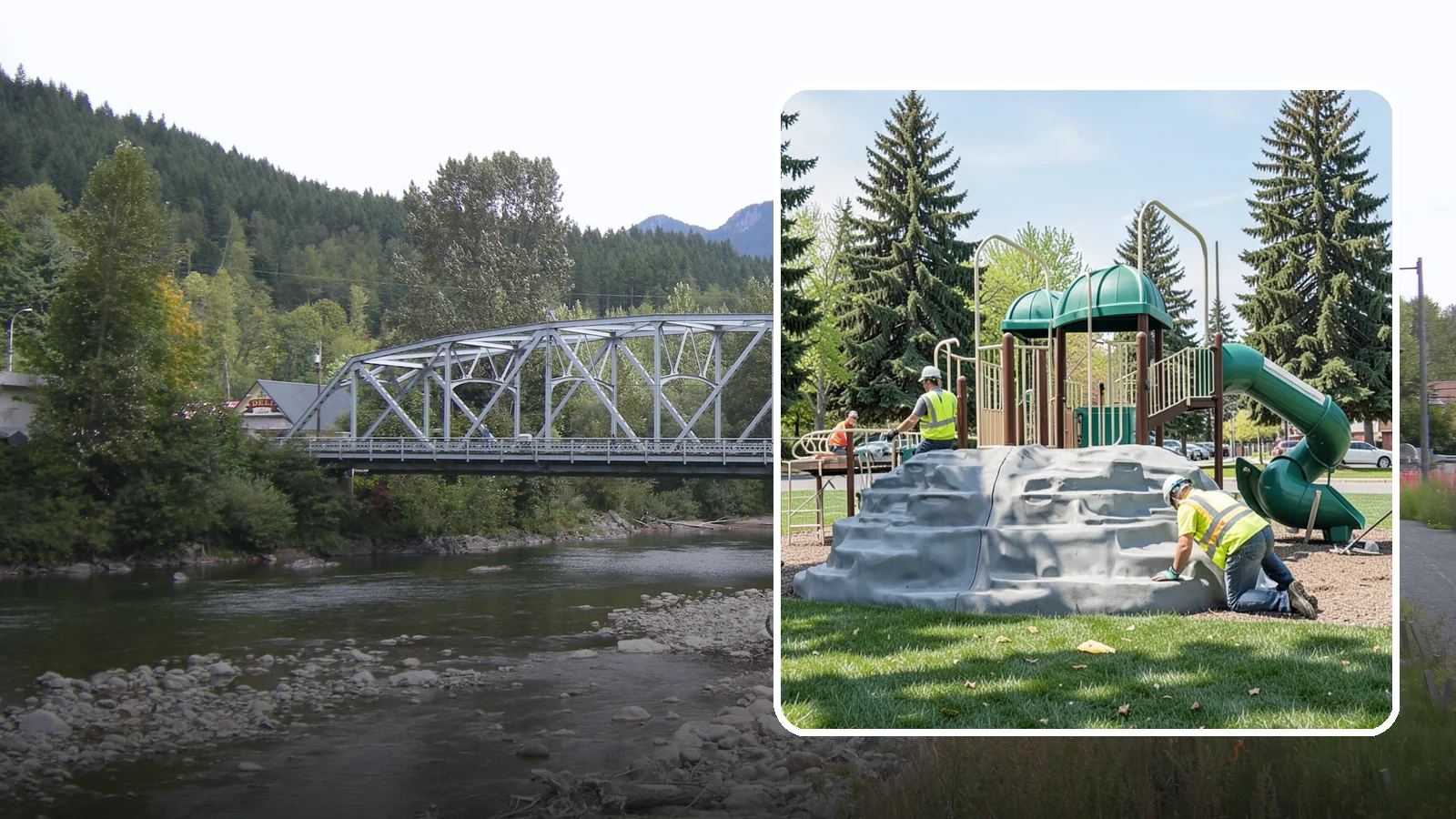 Playground Equipment Installation in Skykomish, King County, WA - Installation of playground structures to CPSC and ASTM safety standards with certified inspection at turnover.