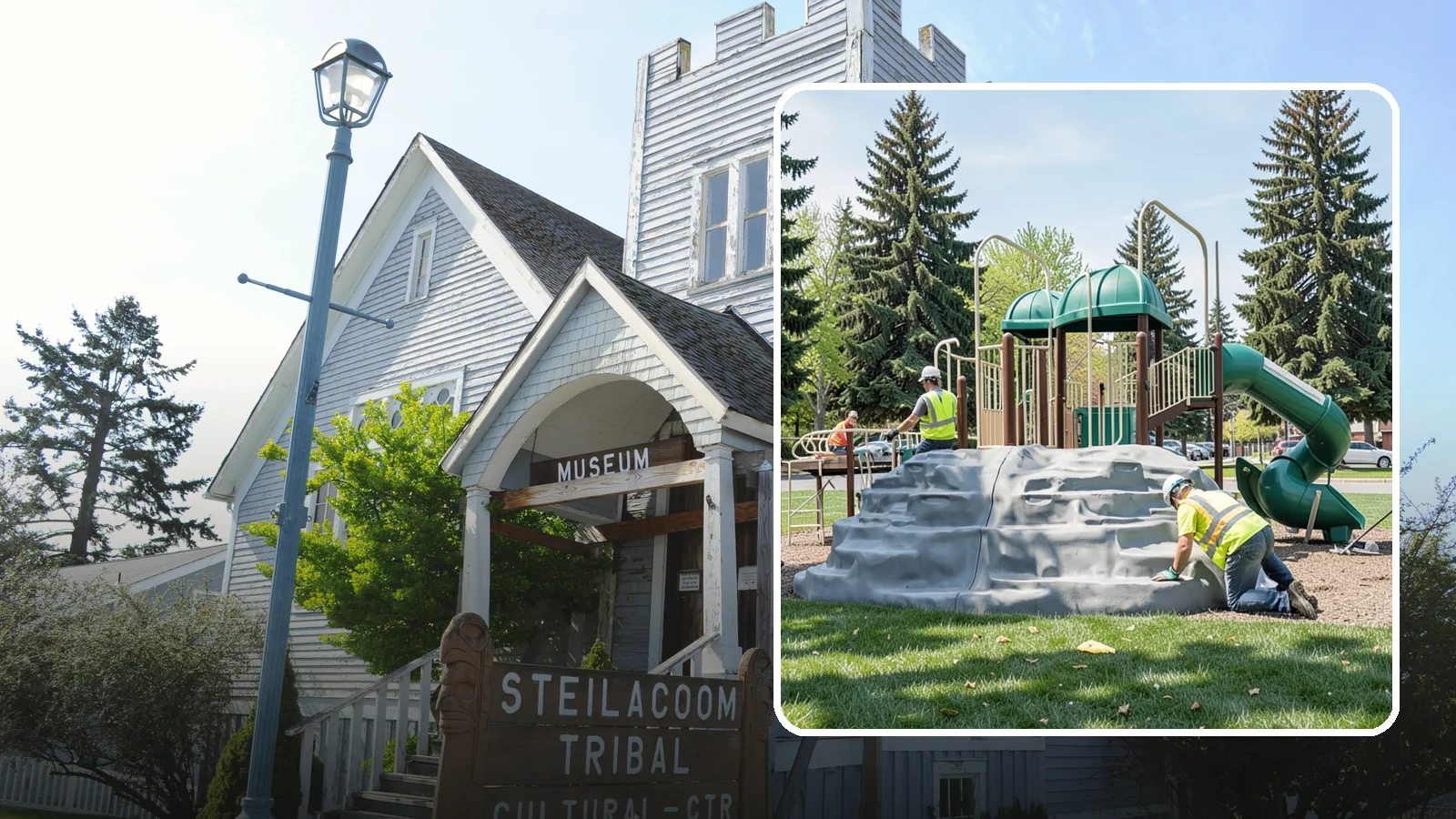 Playground Equipment Installation in Steilacoom, Pierce County, WA - Installation of playground structures to CPSC and ASTM safety standards with certified inspection at turnover.