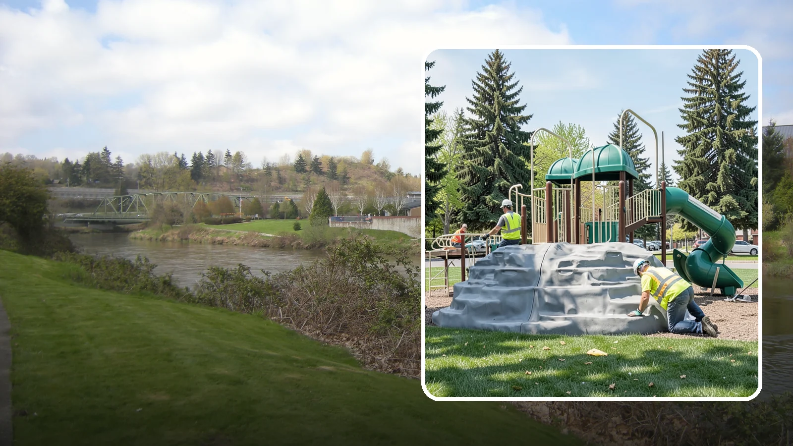Playground Equipment Installation in Tukwila, King County, WA - Installation of playground structures to CPSC and ASTM safety standards with certified inspection at turnover.