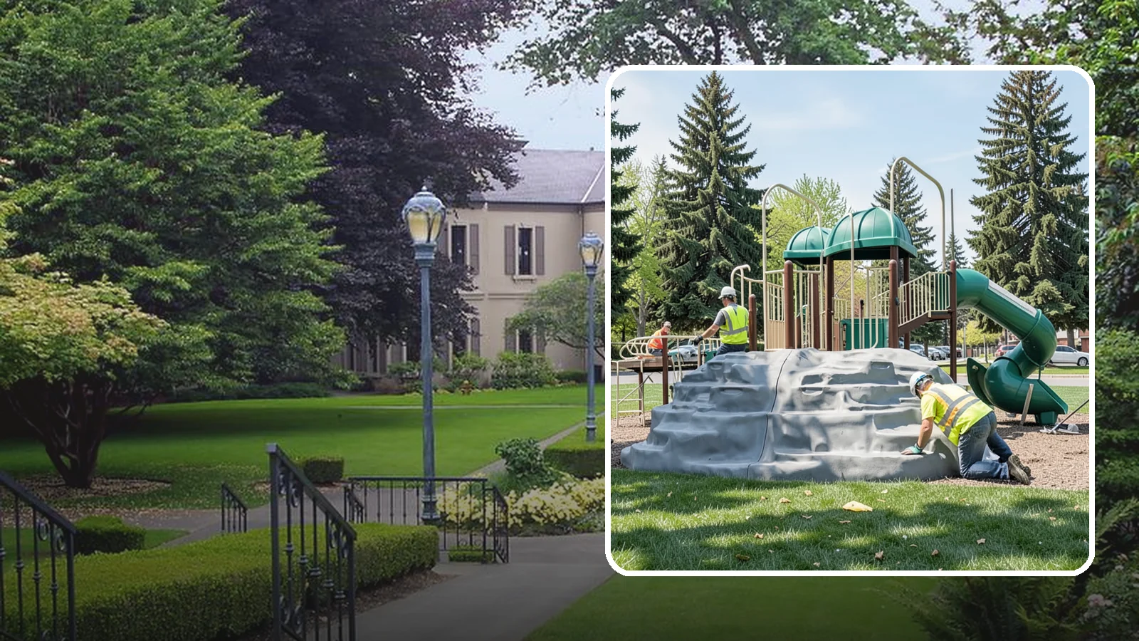 Playground Equipment Installation in Woodinville, King County, WA - Installation of playground structures to CPSC and ASTM safety standards with certified inspection at turnover.