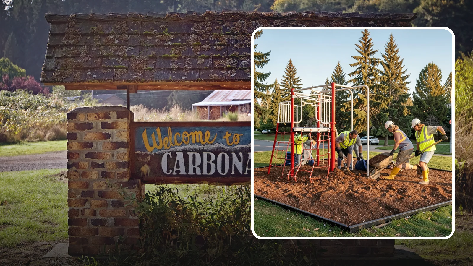 Playground Mulch Installation in Carbonado, Pierce County, WA - Engineered wood fiber and mulch installation that maintains safe fall-attenuating surfaces under public play equipment.