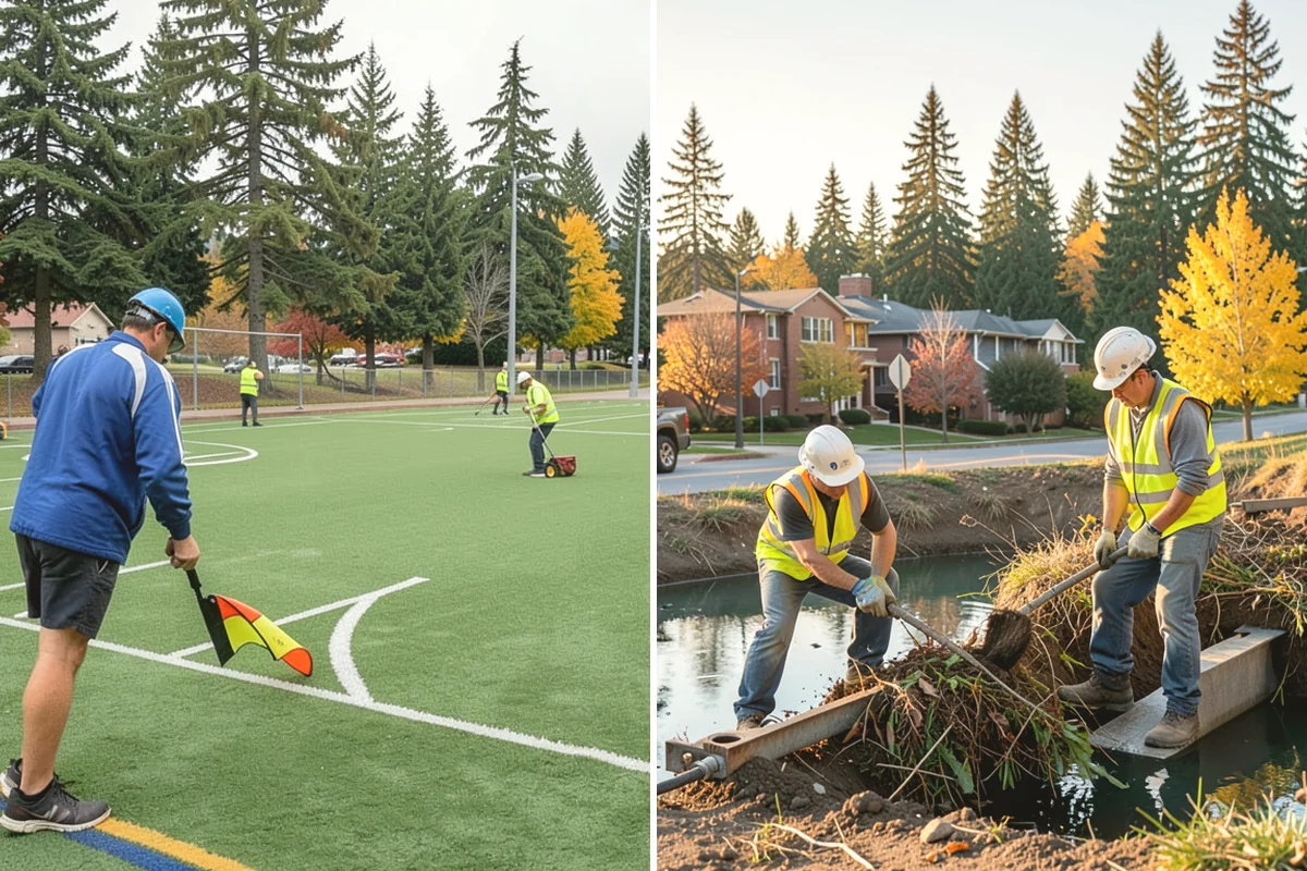 Playground Mulch Installation in Carbonado, Pierce County, WA - Measure existing surfacing depth against required fall-height rating