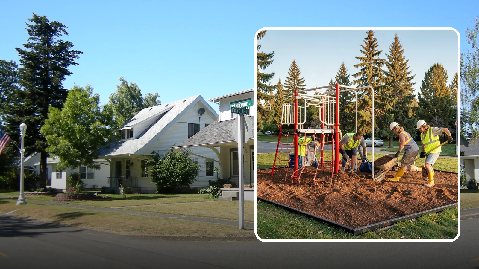 Playground Mulch Installation in DuPont, Pierce County, WA - Engineered wood fiber and mulch installation that maintains safe fall-attenuating surfaces under public play equipment.