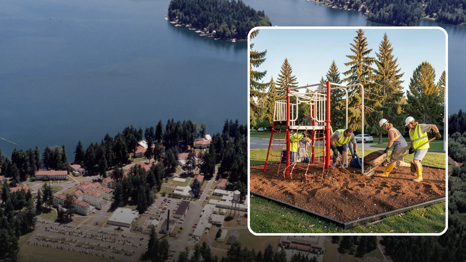 Playground Mulch Installation in Lakewood, Pierce County, WA - Engineered wood fiber and mulch installation that maintains safe fall-attenuating surfaces under public play equipment.