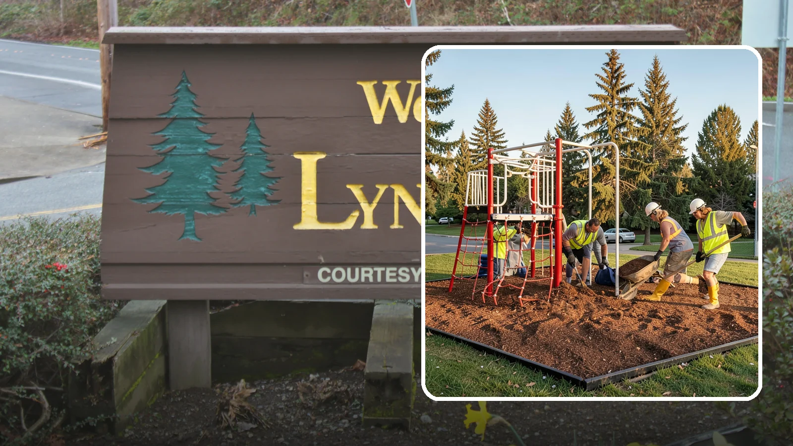 Playground Mulch Installation in Lynnwood, Snohomish County, WA - Engineered wood fiber and mulch installation that maintains safe fall-attenuating surfaces under public play equipment.