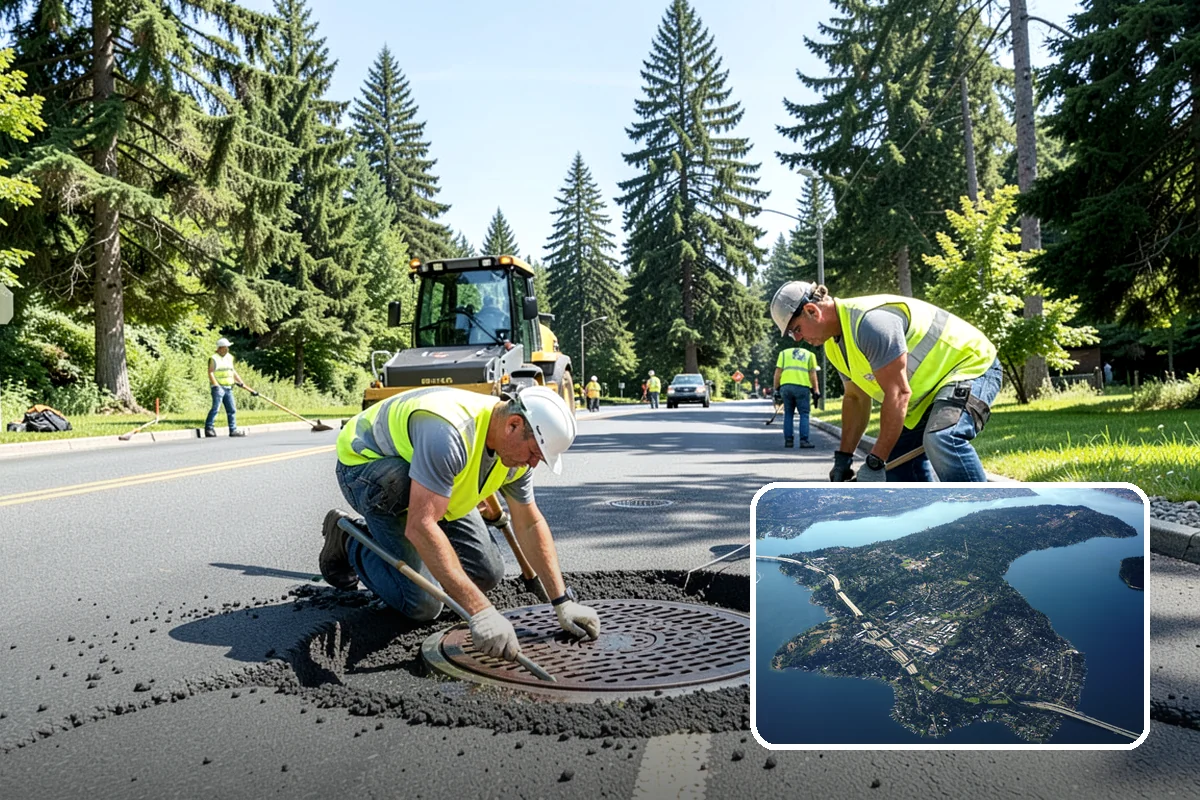 Playground Mulch Installation in Mercer Island, King County, WA - Restores certified fall-height protection under play equipment