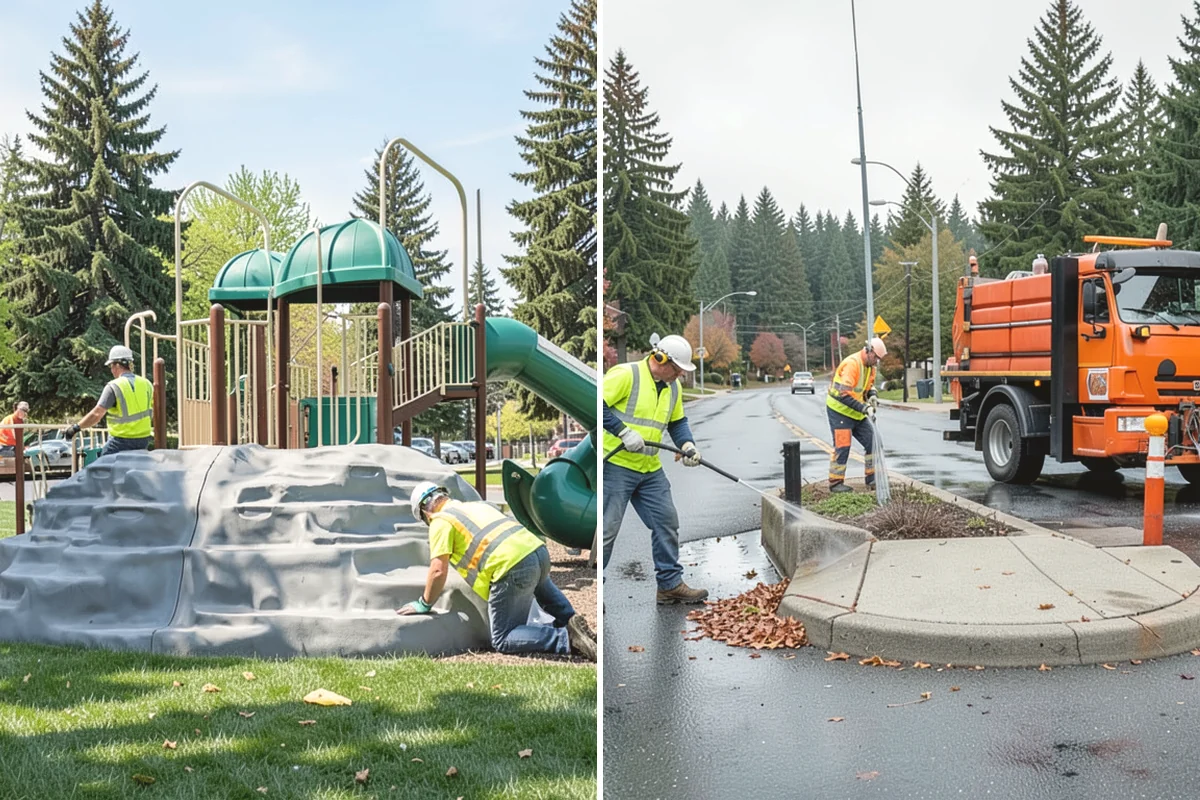 Playground Mulch Installation in Mountlake Terrace, Snohomish County, WA - Measure existing surfacing depth against required fall-height rating