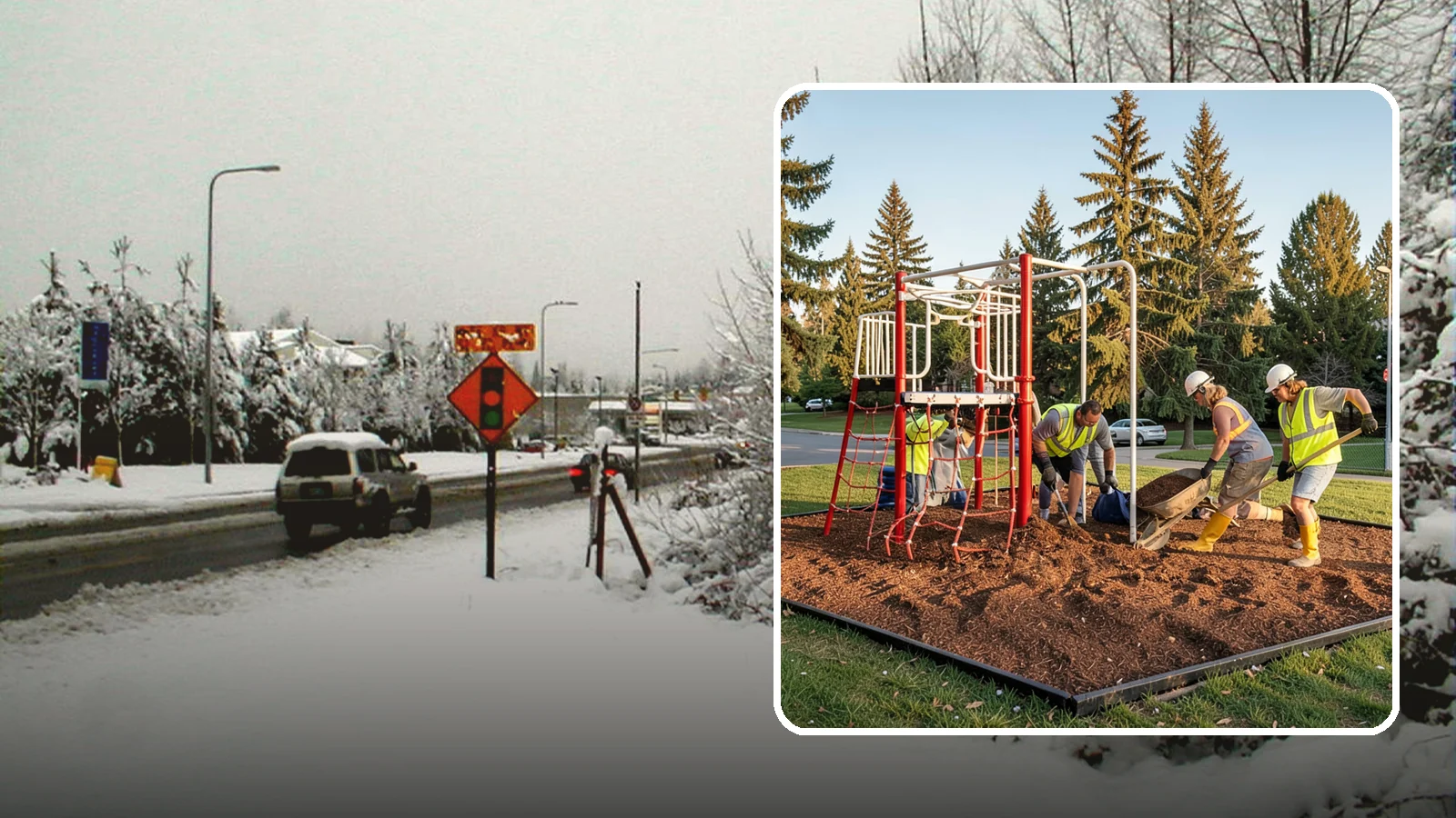 Playground Mulch Installation in Newcastle, King County, WA - Engineered wood fiber and mulch installation that maintains safe fall-attenuating surfaces under public play equipment.