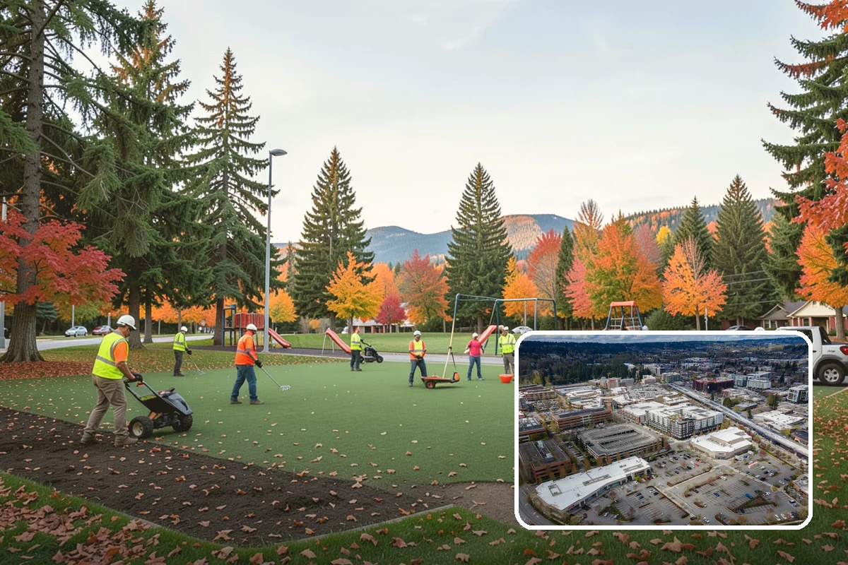 Playground Mulch Installation in Redmond, King County, WA - Restores certified fall-height protection under play equipment