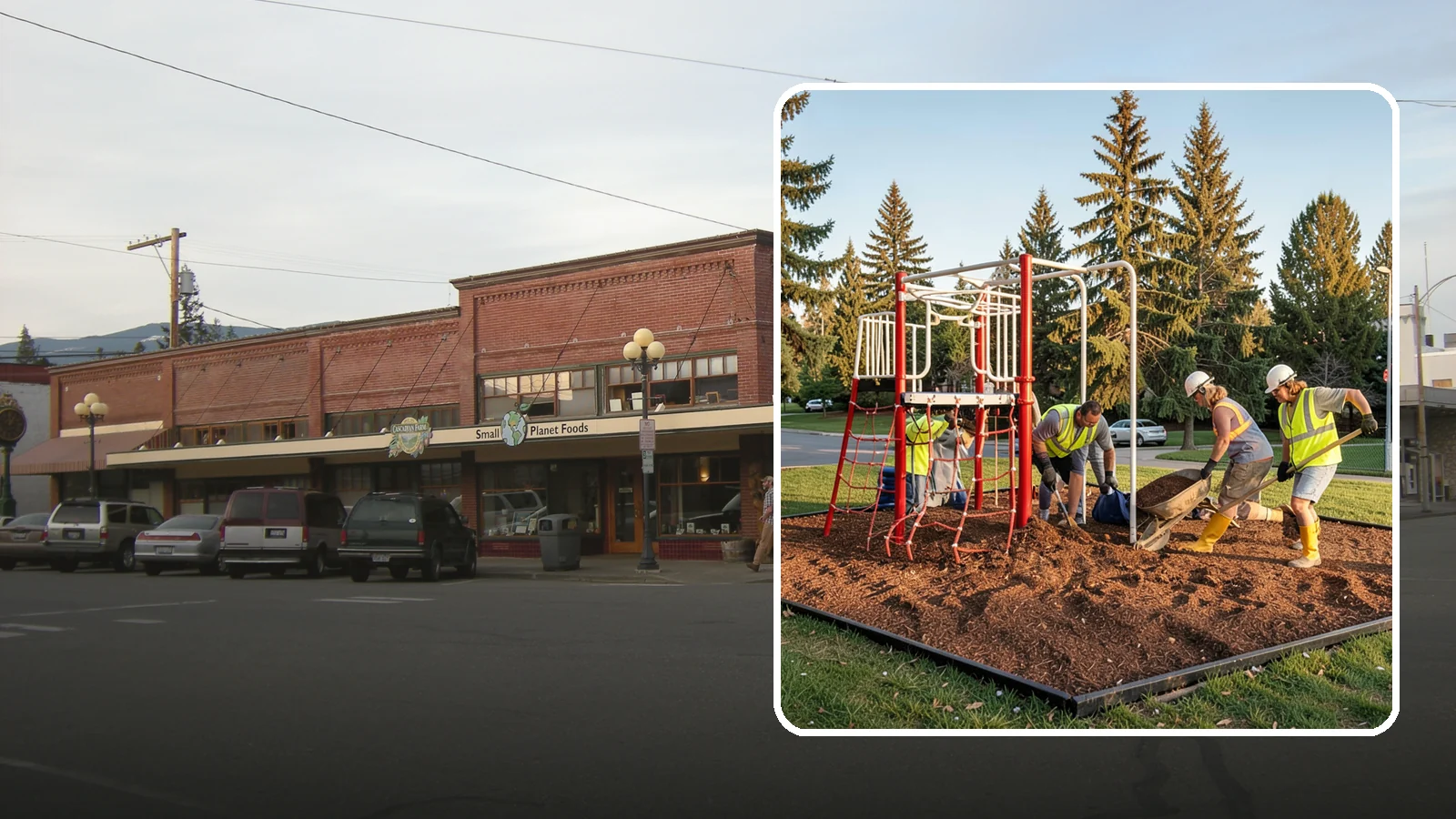 Playground Mulch Installation in Sedro-Woolley, Skagit County, WA - Engineered wood fiber and mulch installation that maintains safe fall-attenuating surfaces under public play equipment.