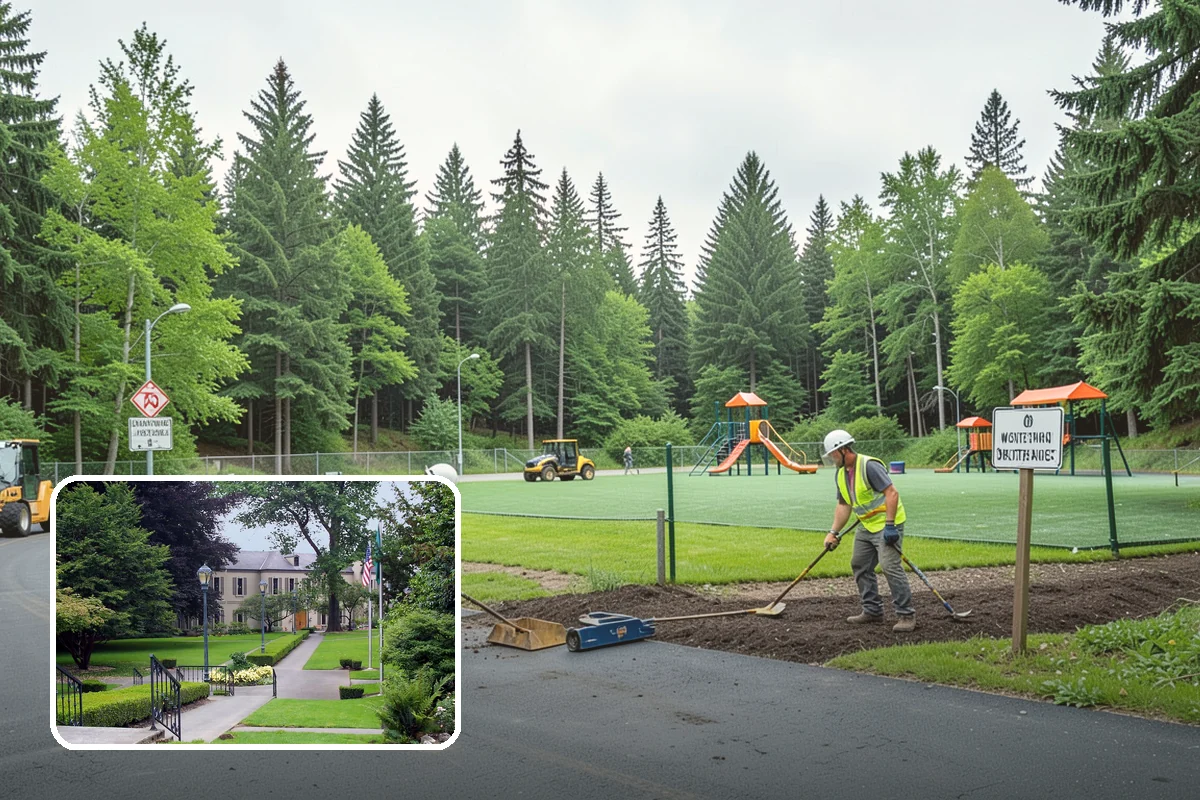 Playground Mulch Installation in Woodinville, King County, WA - Restores certified fall-height protection under play equipment