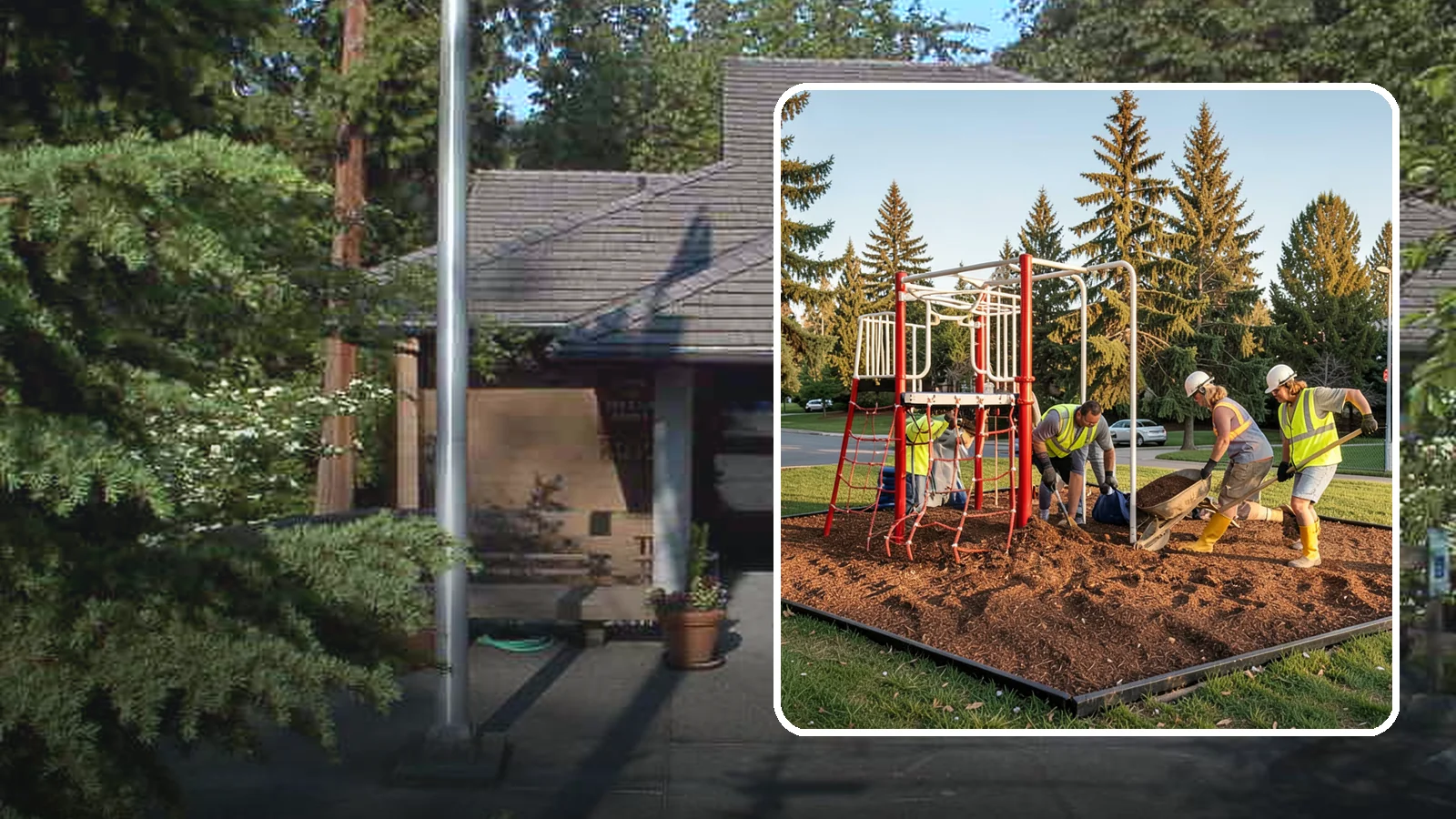 Playground Mulch Installation in Yarrow Point, King County, WA - Engineered wood fiber and mulch installation that maintains safe fall-attenuating surfaces under public play equipment.