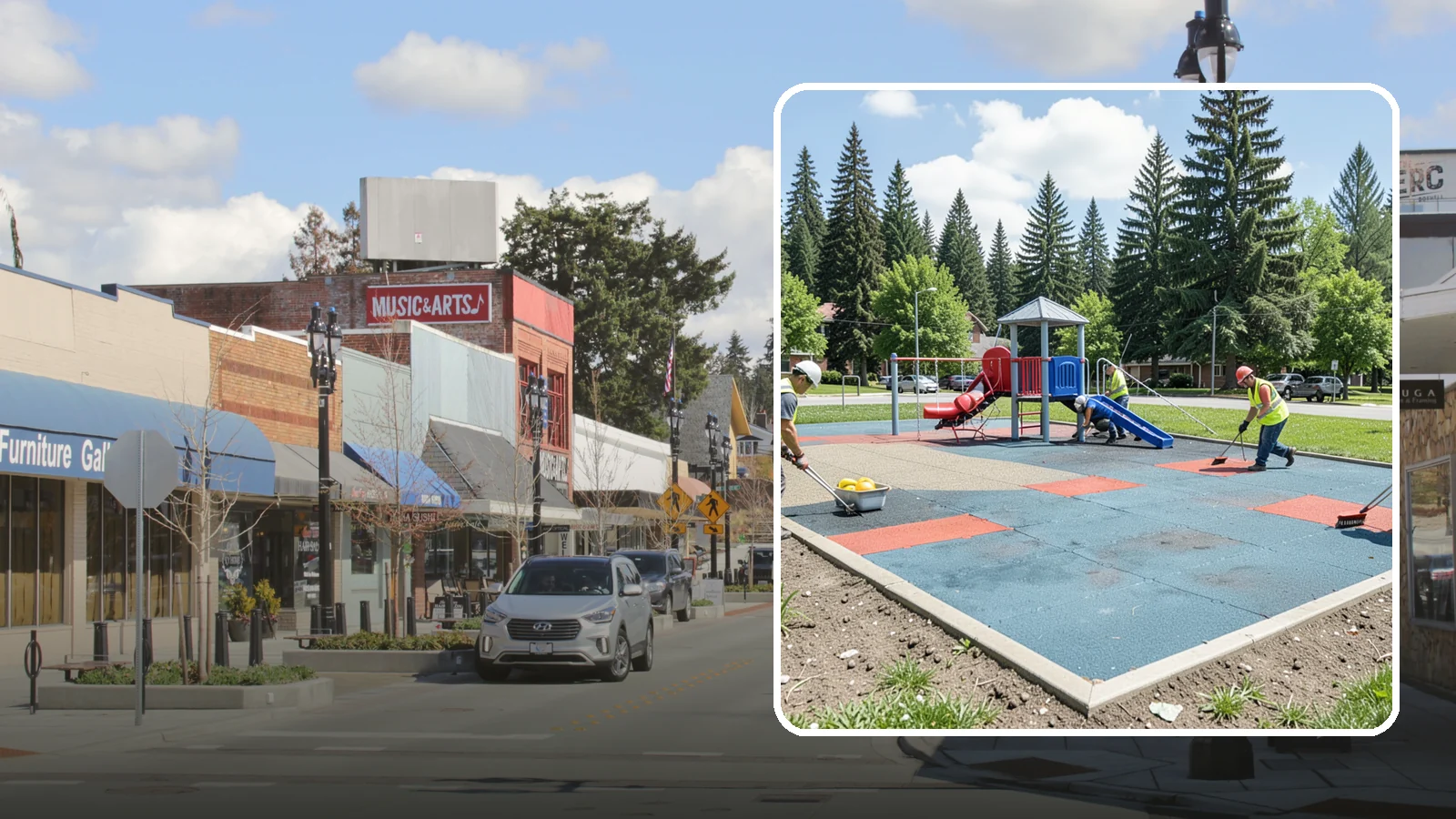 Playground Surface Repair in Bothell, King County, WA - Restoration and repair of playground fall surfacing to keep impact-attenuation zones compliant and hazard-free.