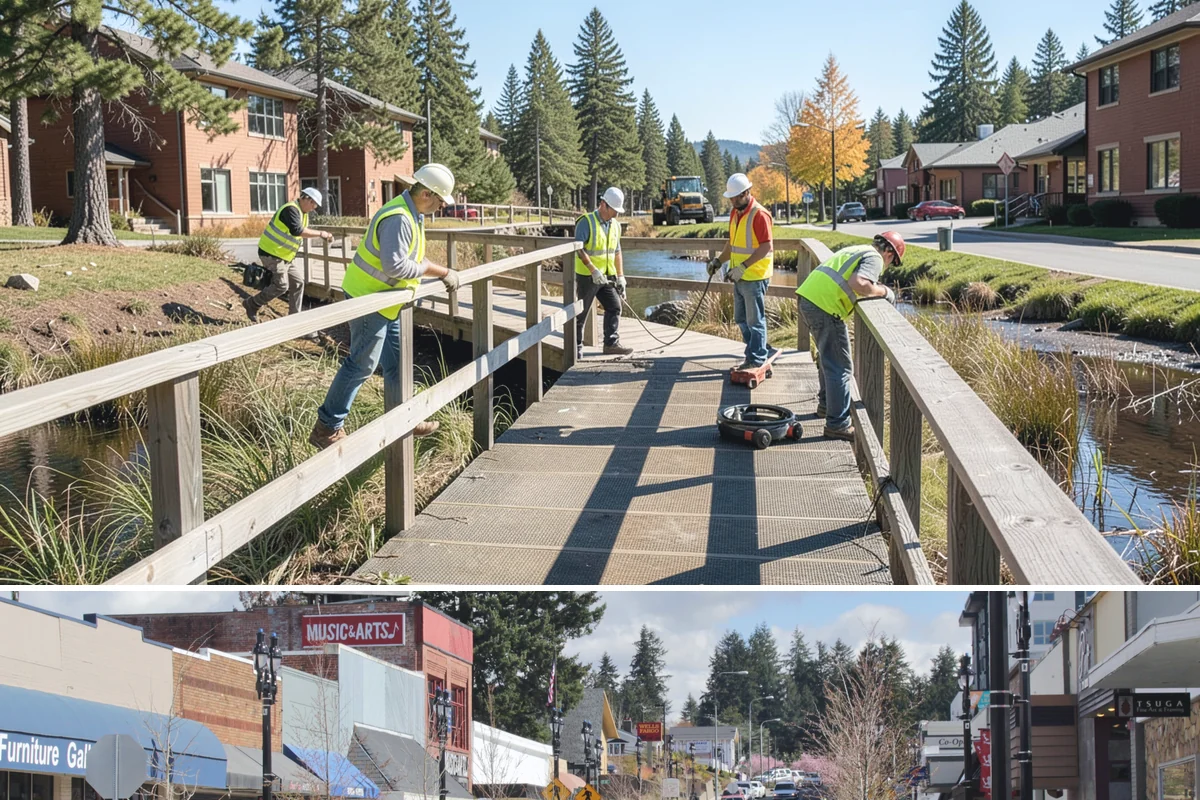 Playground Surface Repair in Bothell, King County, WA - Poured-in-place work is best scheduled in the dry summer months, while wood fiber replenishment can occur nearly year-round.