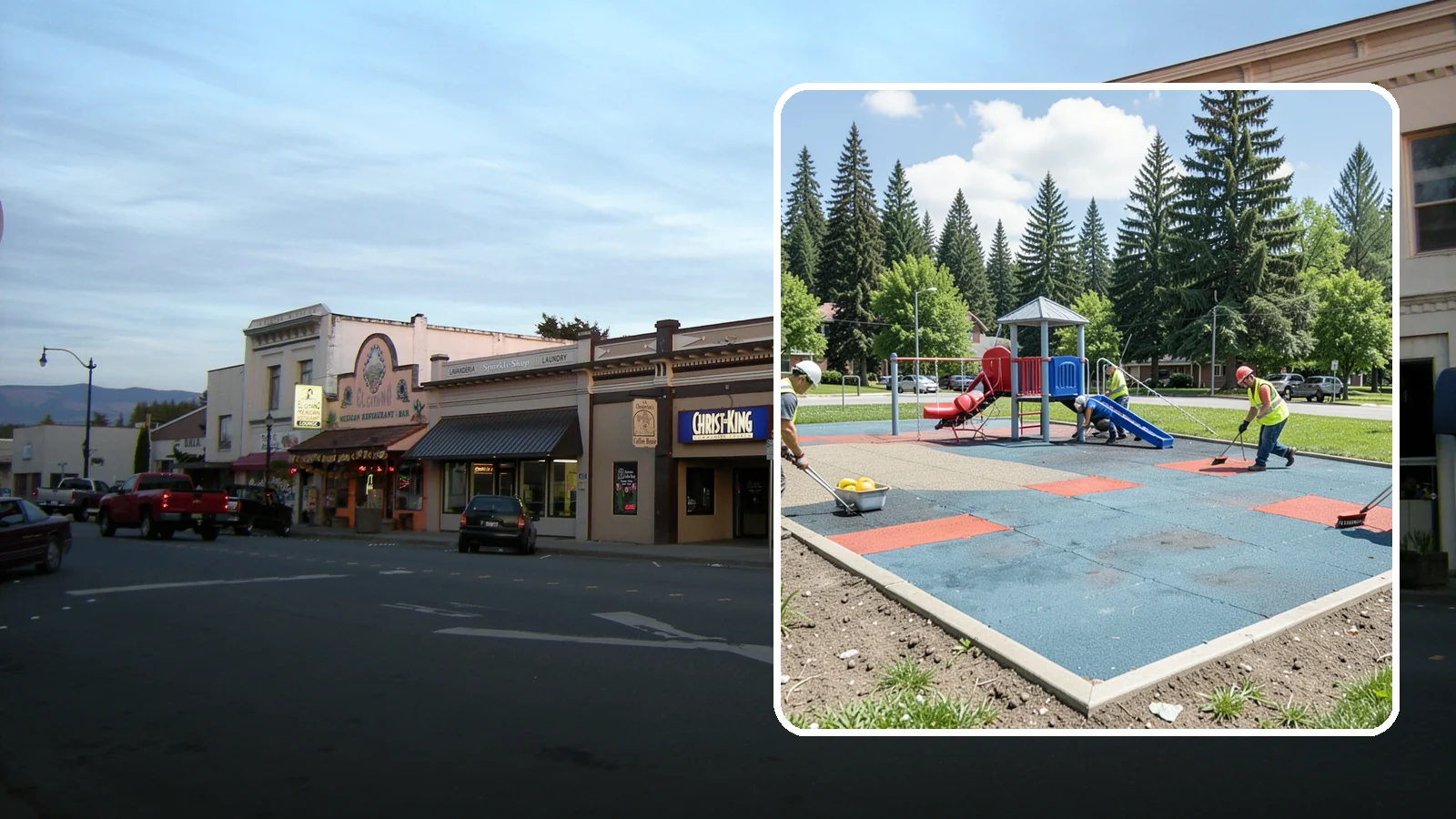 Playground Surface Repair in Burlington, Skagit County, WA - Restoration and repair of playground fall surfacing to keep impact-attenuation zones compliant and hazard-free.