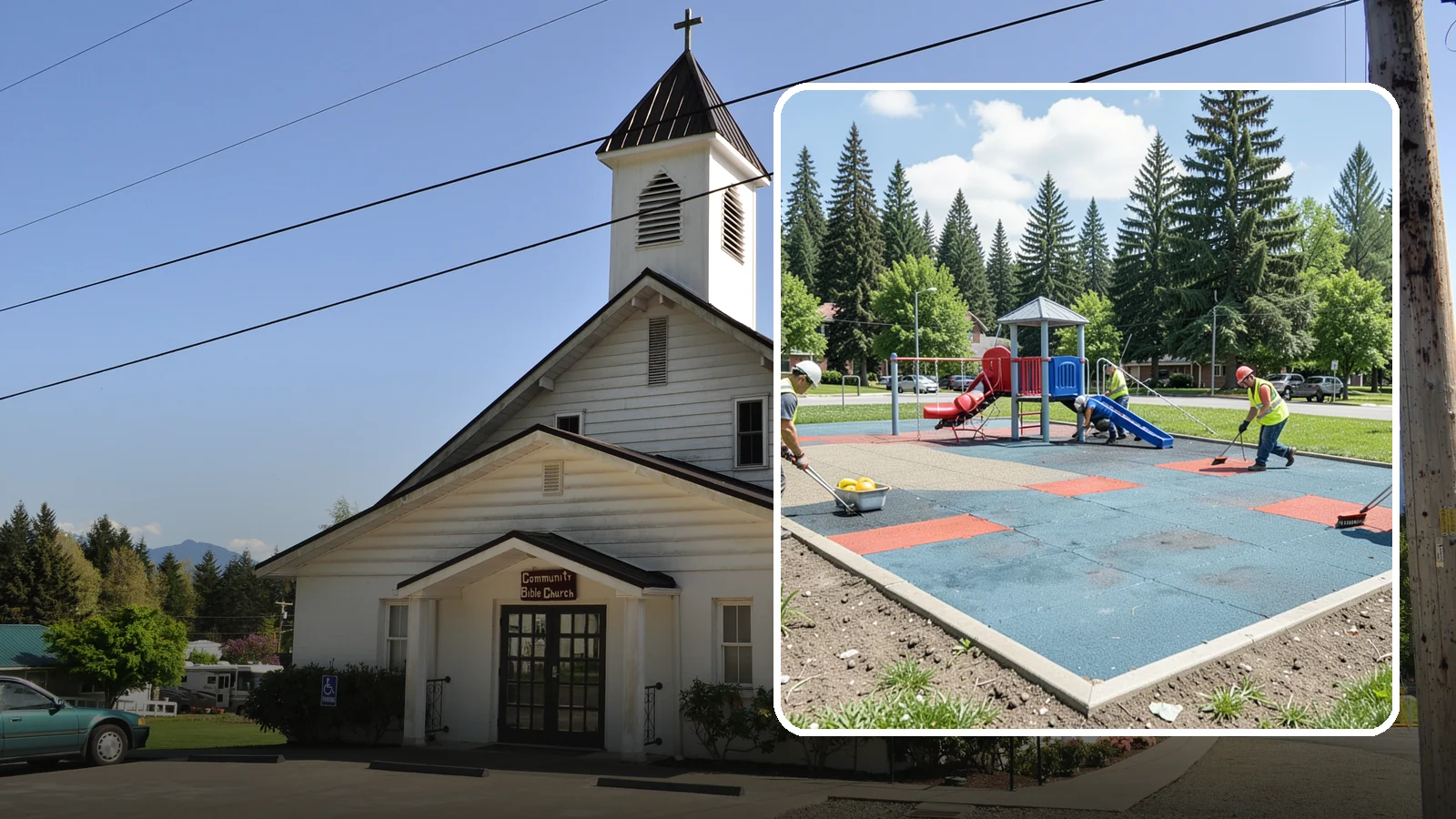 Playground Surface Repair in Concrete, Skagit County, WA - Restoration and repair of playground fall surfacing to keep impact-attenuation zones compliant and hazard-free.