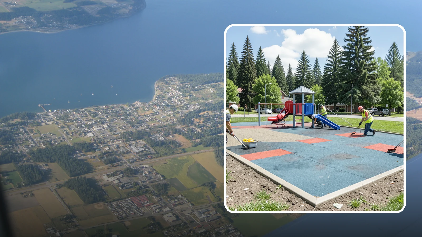 Playground Surface Repair in Coupeville, Island County, WA - Restoration and repair of playground fall surfacing to keep impact-attenuation zones compliant and hazard-free.
