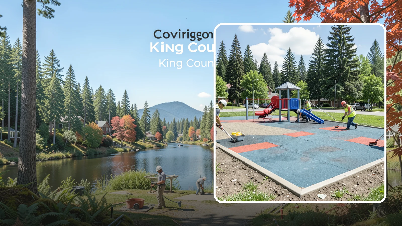 Playground Surface Repair in Covington, King County, WA - Restoration and repair of playground fall surfacing to keep impact-attenuation zones compliant and hazard-free.