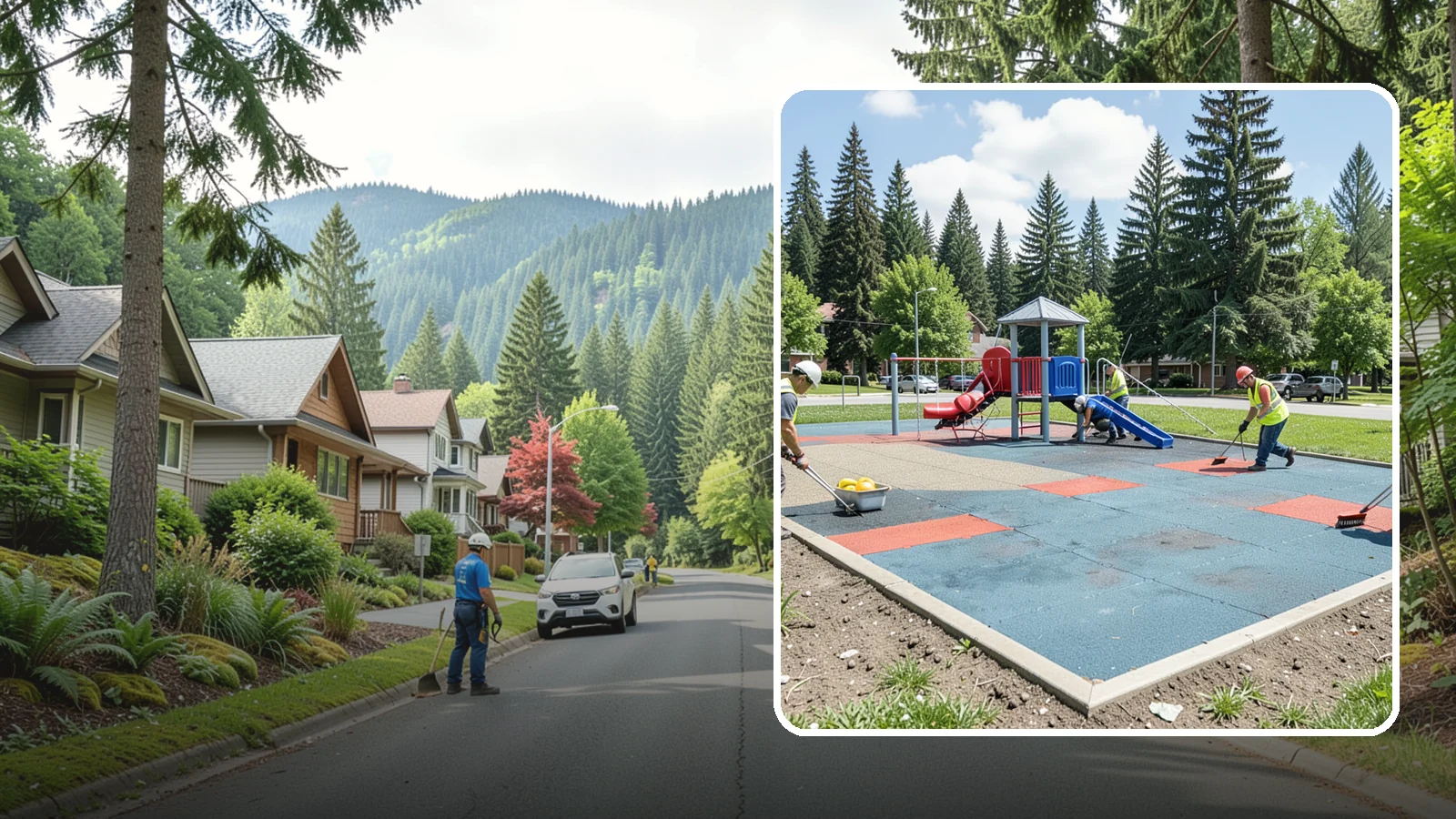 Playground Surface Repair in Darrington, Snohomish County, WA - Restoration and repair of playground fall surfacing to keep impact-attenuation zones compliant and hazard-free.