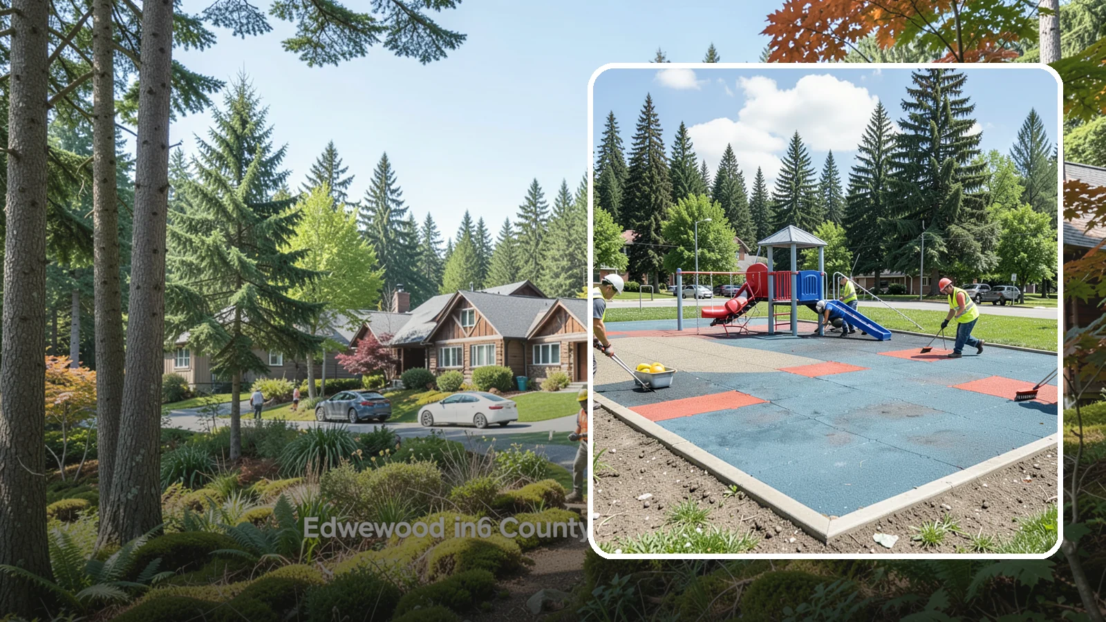 Playground Surface Repair in Edgewood, Pierce County, WA - Restoration and repair of playground fall surfacing to keep impact-attenuation zones compliant and hazard-free.