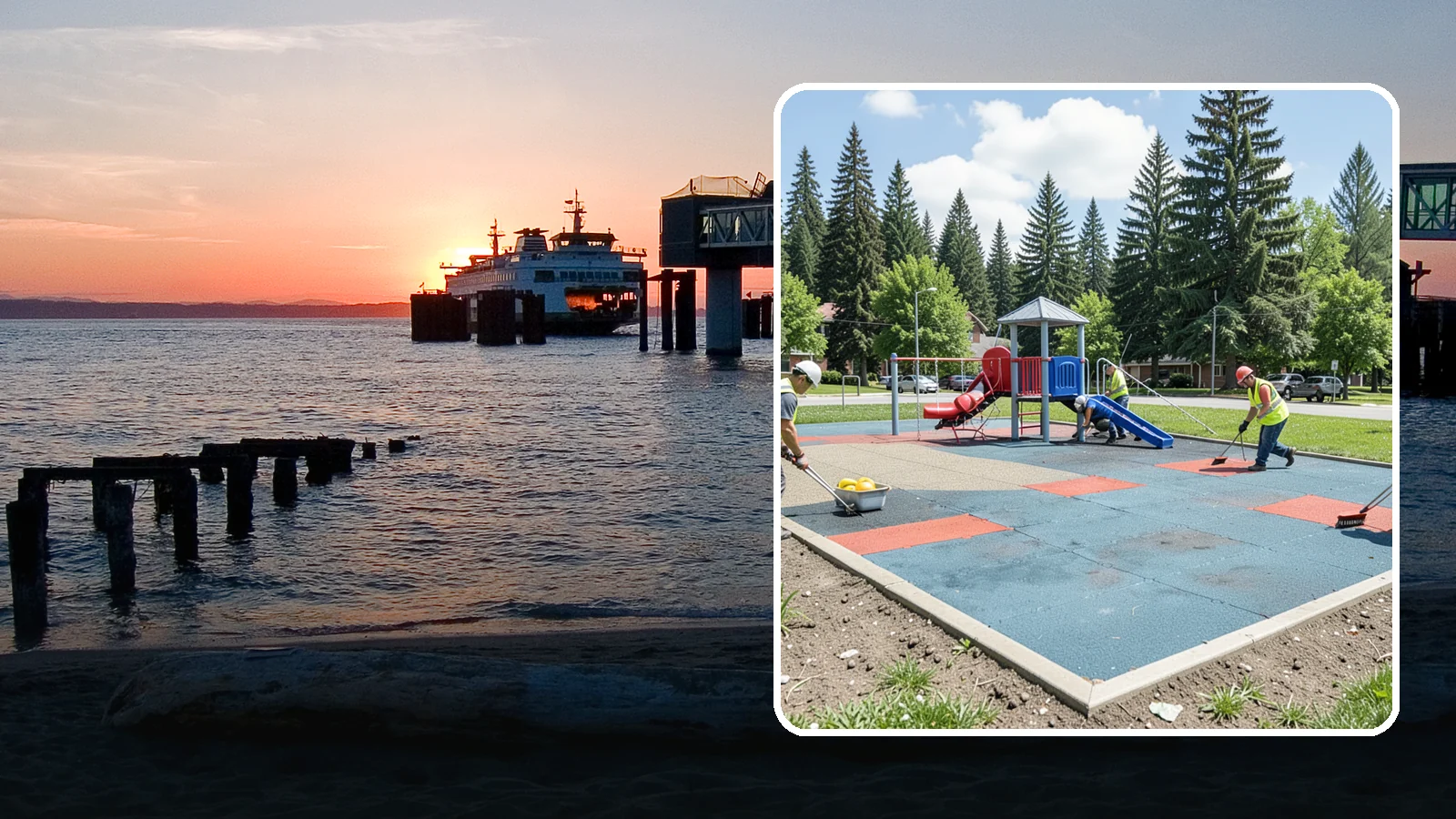 Playground Surface Repair in Edmonds, Snohomish County, WA - Restoration and repair of playground fall surfacing to keep impact-attenuation zones compliant and hazard-free.