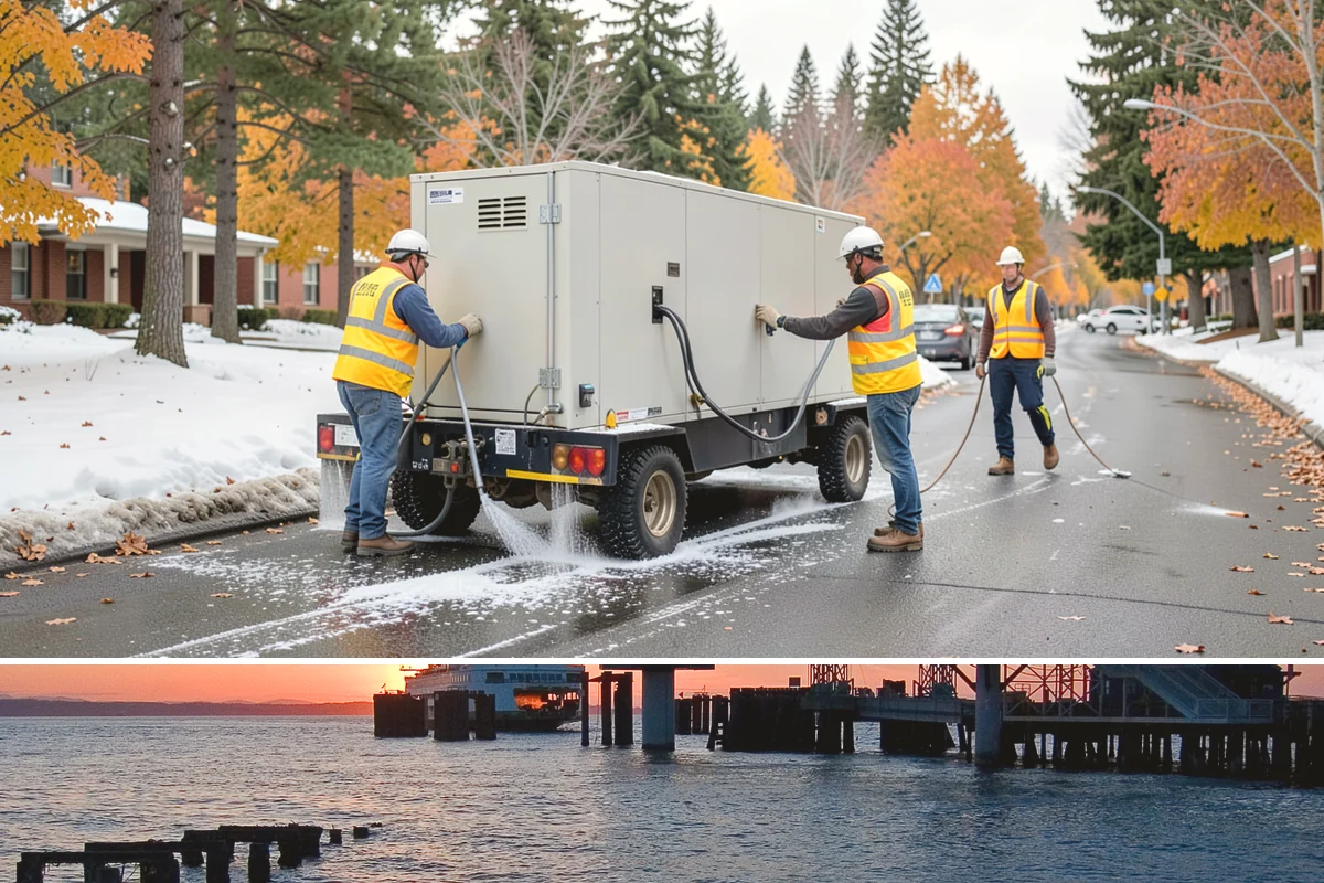 Playground Surface Repair in Edmonds, Snohomish County, WA - Poured-in-place work is best scheduled in the dry summer months, while wood fiber replenishment can occur nearly year-round.