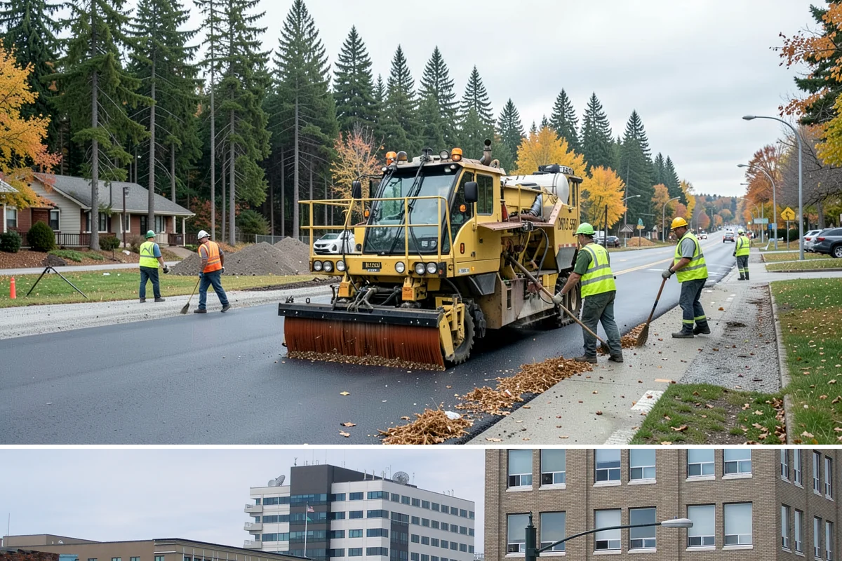 Playground Surface Repair in Everett, Snohomish County, WA - Poured-in-place work is best scheduled in the dry summer months, while wood fiber replenishment can occur nearly year-round.
