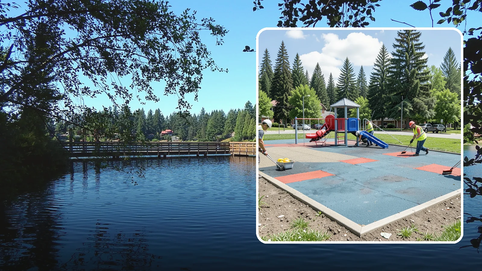 Playground Surface Repair in Federal Way, King County, WA - Restoration and repair of playground fall surfacing to keep impact-attenuation zones compliant and hazard-free.