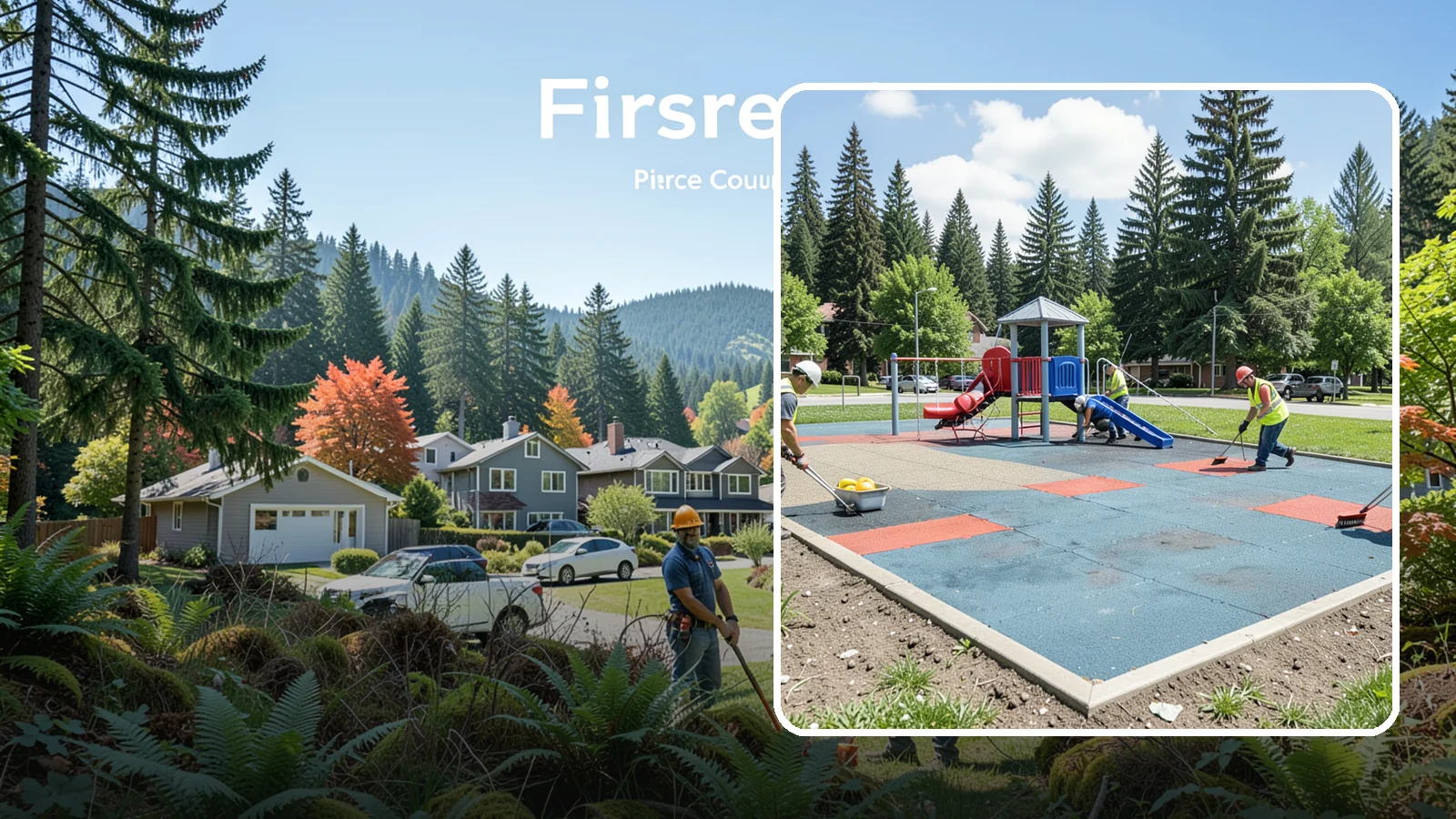 Playground Surface Repair in Fircrest, Pierce County, WA - Restoration and repair of playground fall surfacing to keep impact-attenuation zones compliant and hazard-free.