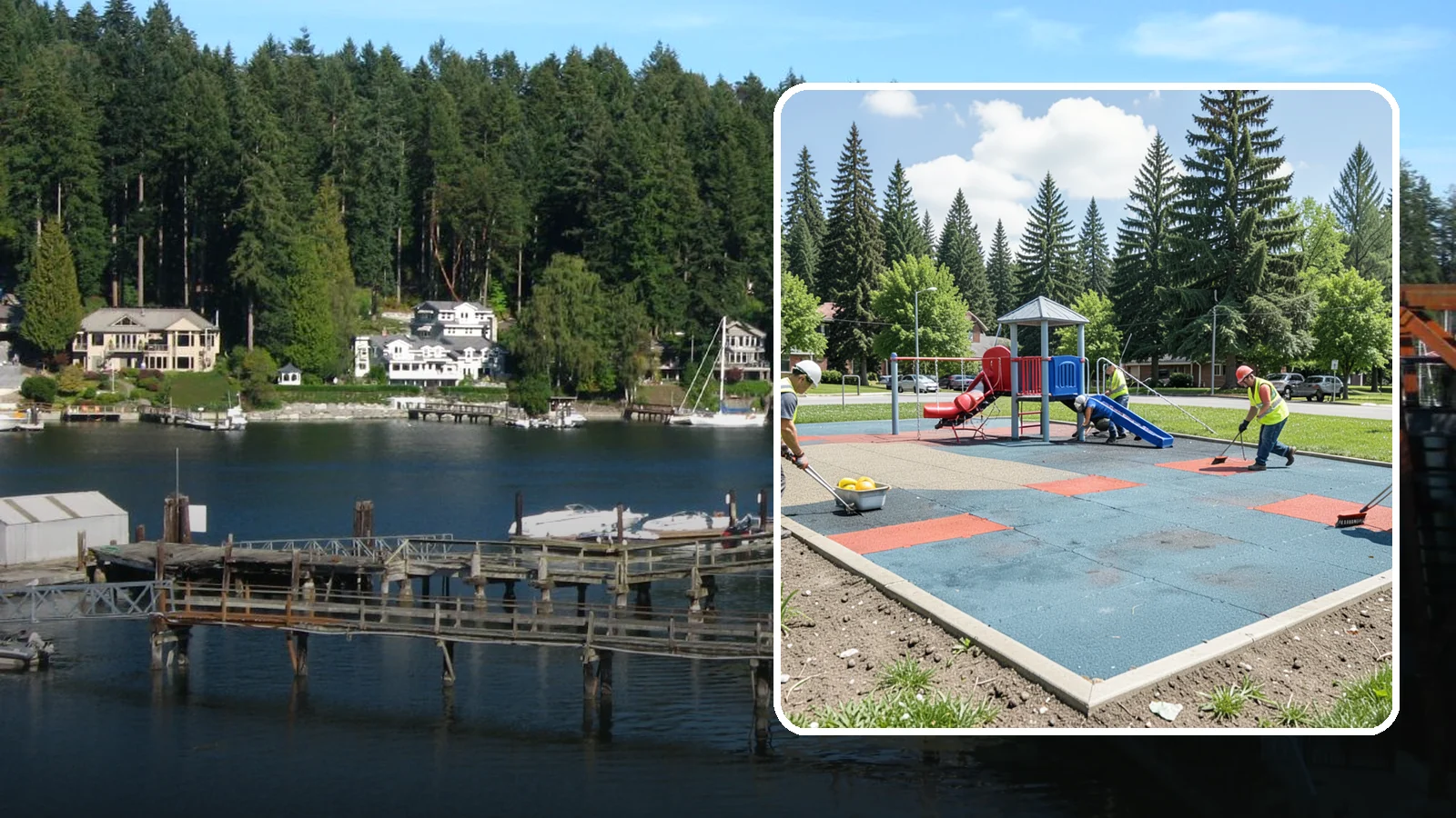 Playground Surface Repair in Gig Harbor, Pierce County, WA - Restoration and repair of playground fall surfacing to keep impact-attenuation zones compliant and hazard-free.
