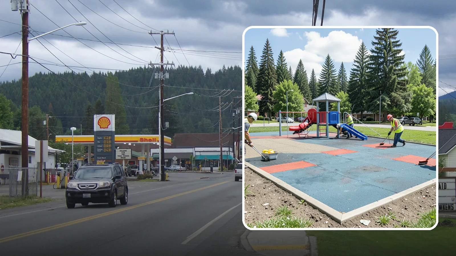 Playground Surface Repair in Granite Falls, Snohomish County, WA - Restoration and repair of playground fall surfacing to keep impact-attenuation zones compliant and hazard-free.