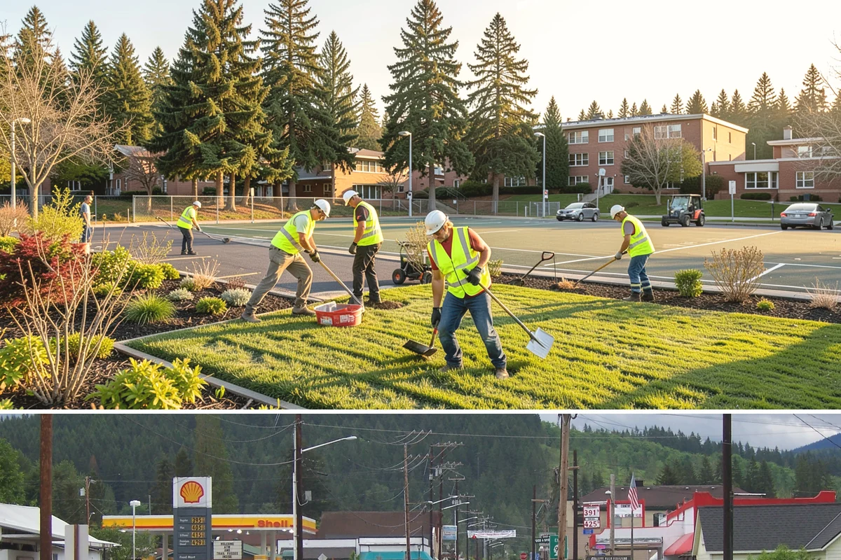 Playground Surface Repair in Granite Falls, Snohomish County, WA - Poured-in-place work is best scheduled in the dry summer months, while wood fiber replenishment can occur nearly year-round.