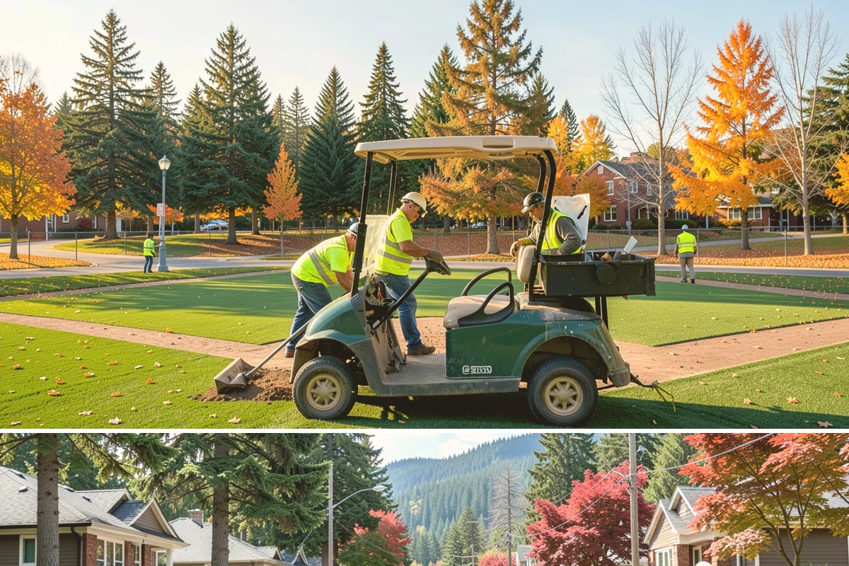 Playground Surface Repair in Hunts Point, King County, WA - Poured-in-place work is best scheduled in the dry summer months, while wood fiber replenishment can occur nearly year-round.