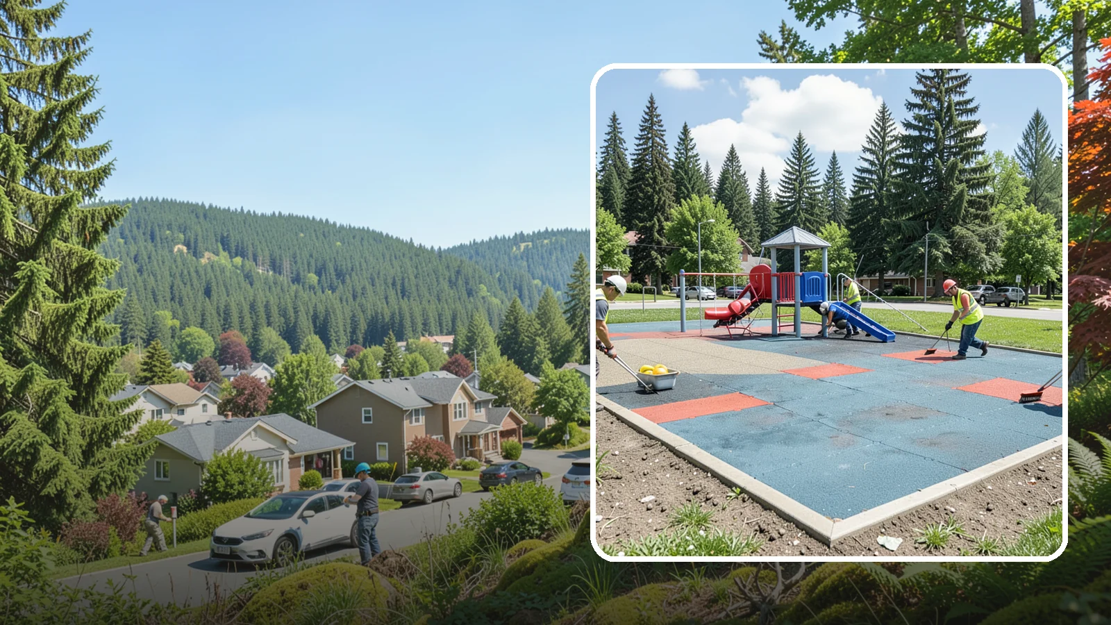 Playground Surface Repair in Index, Snohomish County, WA - Restoration and repair of playground fall surfacing to keep impact-attenuation zones compliant and hazard-free.