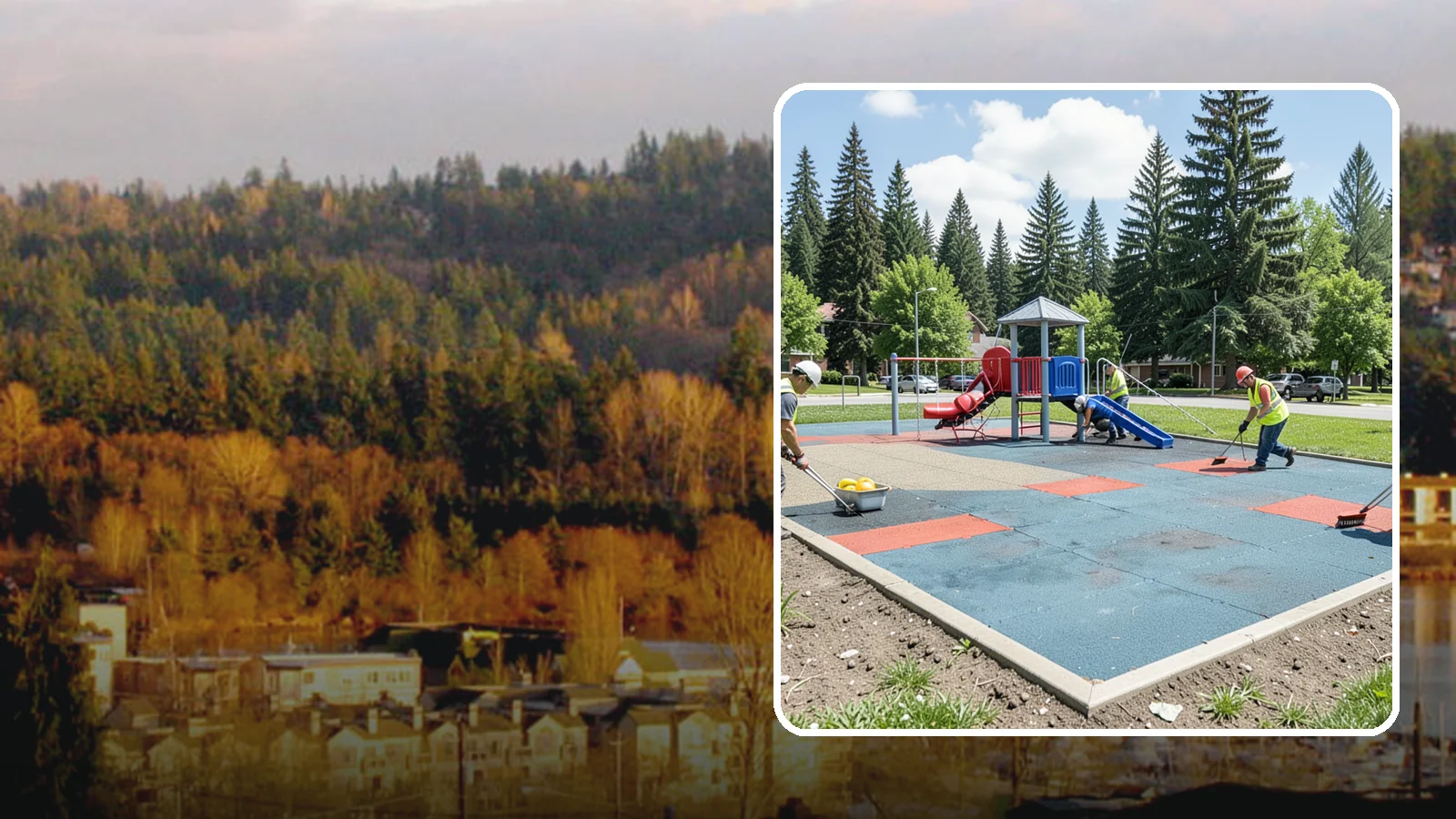 Playground Surface Repair in Kenmore, King County, WA - Restoration and repair of playground fall surfacing to keep impact-attenuation zones compliant and hazard-free.