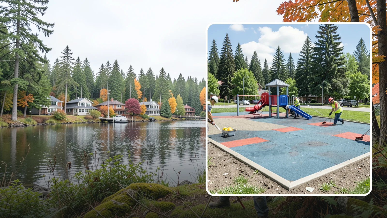 Playground Surface Repair in La Conner, Skagit County, WA - Restoration and repair of playground fall surfacing to keep impact-attenuation zones compliant and hazard-free.