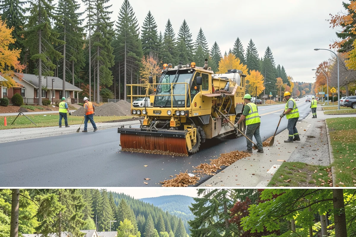 Playground Surface Repair in Lake Forest Park, King County, WA - Poured-in-place work is best scheduled in the dry summer months, while wood fiber replenishment can occur nearly year-round.