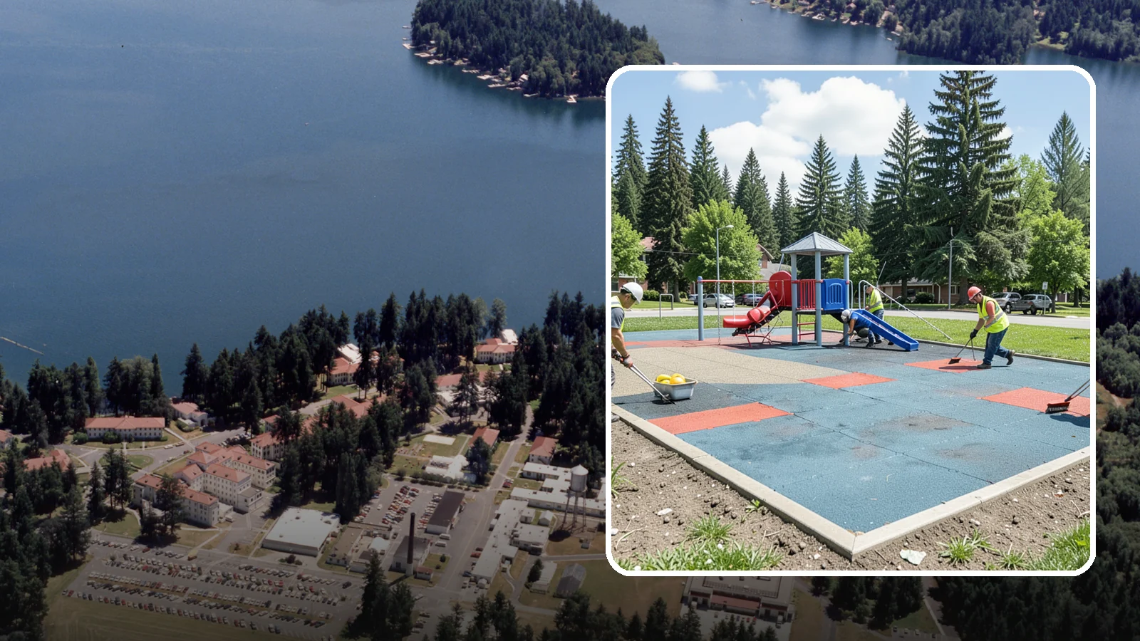 Playground Surface Repair in Lakewood, Pierce County, WA - Restoration and repair of playground fall surfacing to keep impact-attenuation zones compliant and hazard-free.