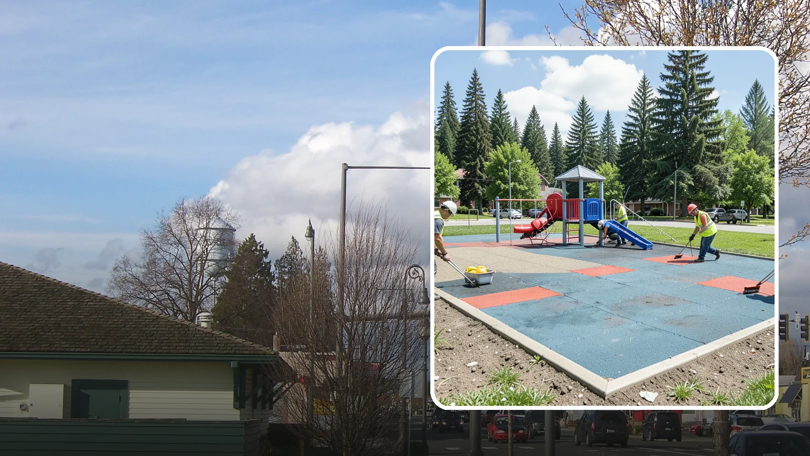 Playground Surface Repair in Marysville, Snohomish County, WA - Restoration and repair of playground fall surfacing to keep impact-attenuation zones compliant and hazard-free.